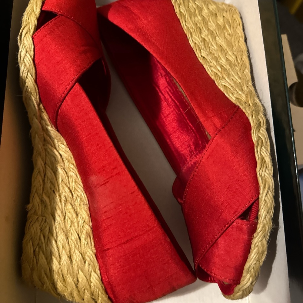 Red Wedge Espadrille Sandals